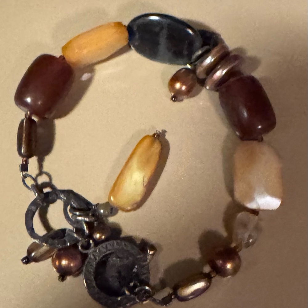 Silpada Brown and Gold Beaded Bracelet & Necklace